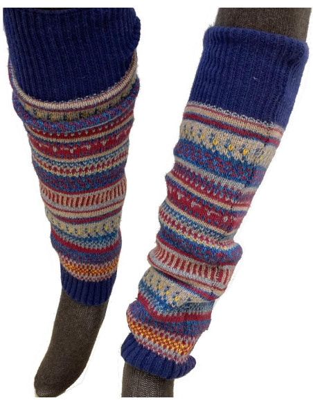Guêtres-laine-acrylique-norvégienne-tendance-bleu-ethnique