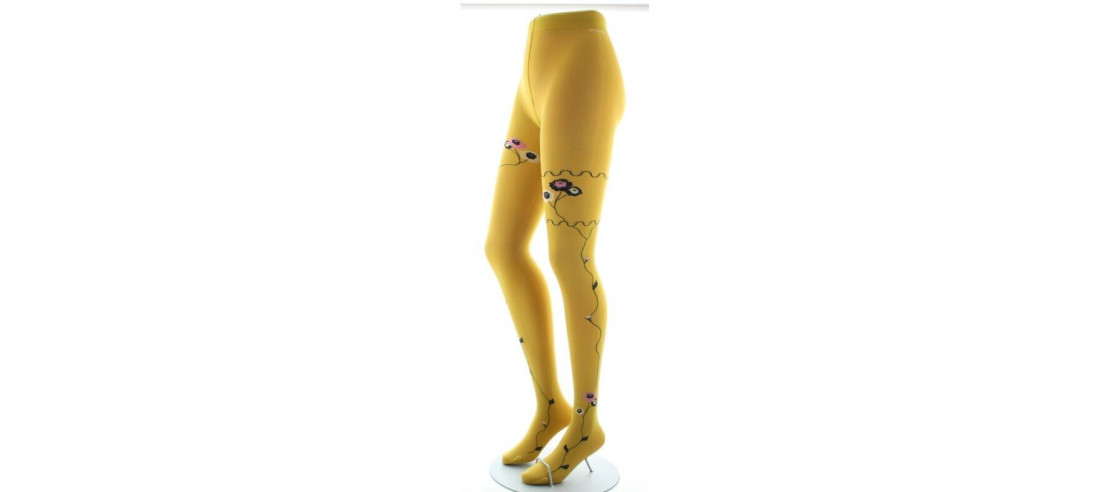 Collant Berthe aux Grands Pieds Ocre Fleuri profil