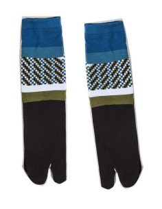 Chaussettes Tabis coton mosaïque pétrole 2