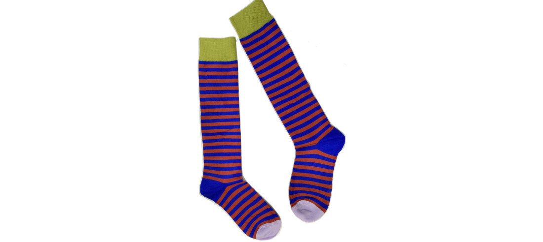 Mi bas Rayures Bicolore bleu brique Caprices
