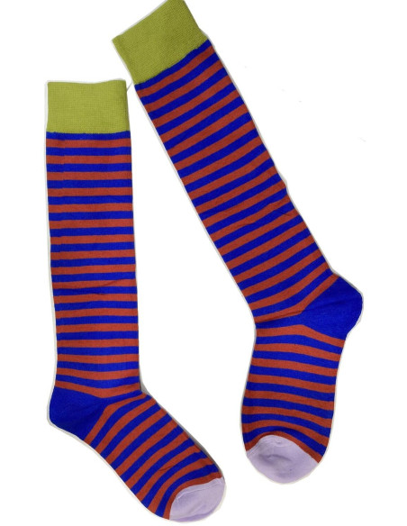 Mi bas Rayures Bicolore bleu brique Caprices