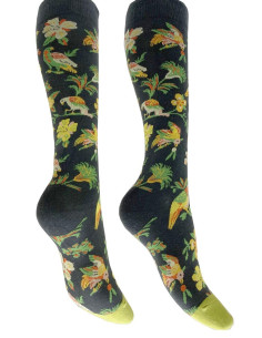 Mi bas Perruches et branches fleuries Les petits Caprices