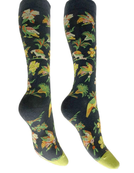 Mi bas Perruches et branches fleuries Les petits Caprices