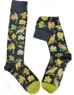 Mi bas Perruches et branches fleuries Les petits Caprices 2