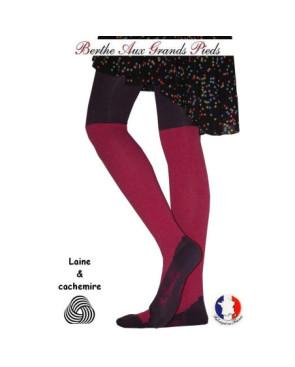  Collant laine et Cachemire Berthe aux grands Pieds Fushia Violet détail pied