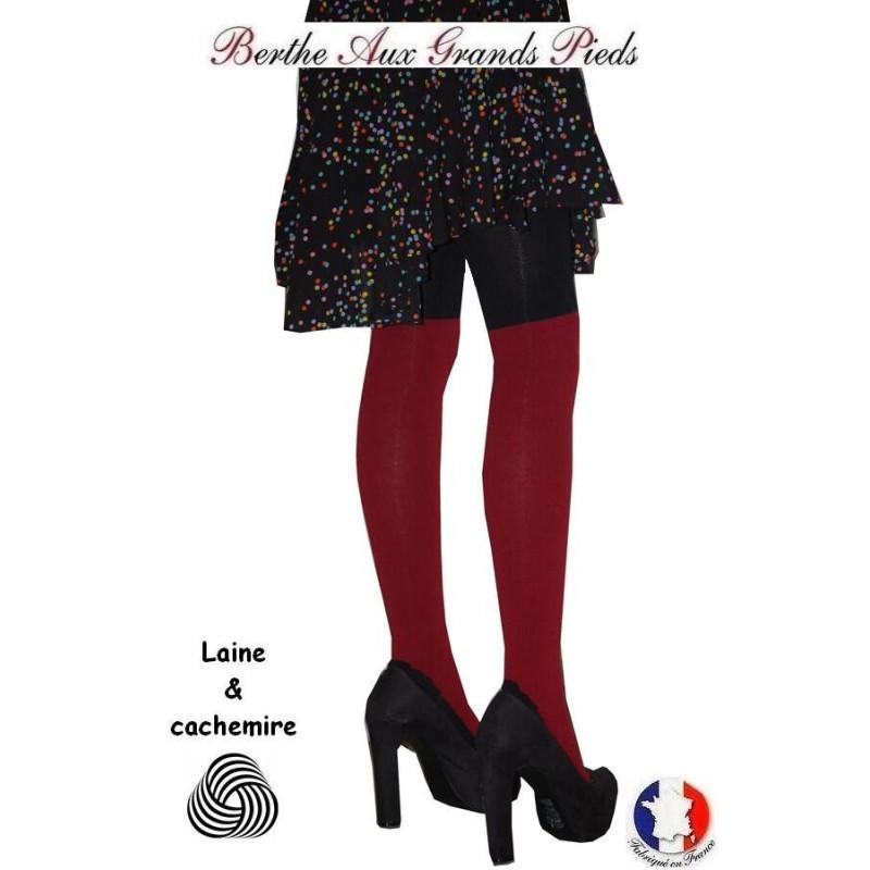 Collant laine et Cachemire Berthe aux grands Pieds Bordeaux noir