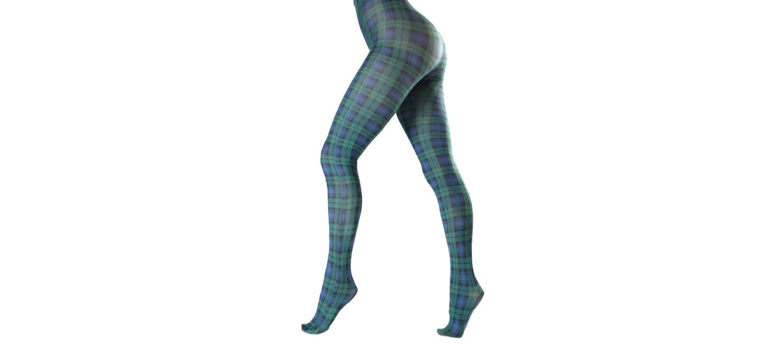 Collant-pamela-mann-imprimé-tartan-vert