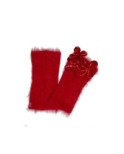 Mitaines Mohair tréfles strass  rouge Ariane Lespire