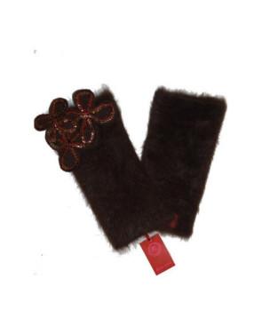  Mitaines Mohair tréfles strass  marron Ariane Lespire