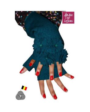Mitaines Bouquet de fleurs d'hiver Laine Bouillie Ariane Lespire