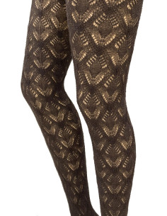 Collant laine Dentelle Losange Trasparenze marron 2