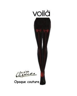 Collant noir opaque couture rouge Voilà