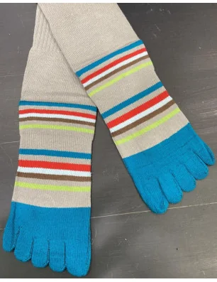 chaussettes-5-doigts-multi-rayures-gris-turquoise-coton-les-petits-caprices