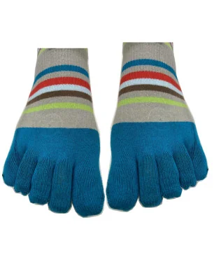 chaussettes-5-doigts-multi-rayures-gris-turquoise-coton-les-petits-caprices-détail