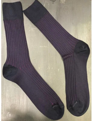 Chaussettes-pur-fil-san-gaicomo-marine-violet-à-plat