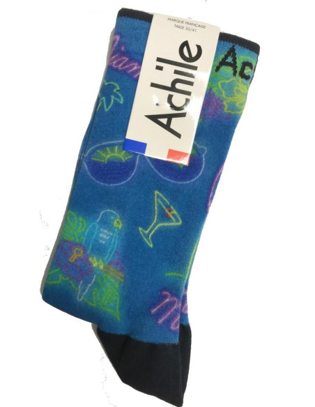 chaussettes-coton-microfibre-club-et-cocktails-Achile-à plat-étiquette