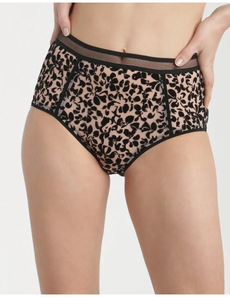 Dim-culotte--fleur-flocké-generous-effet-léopard