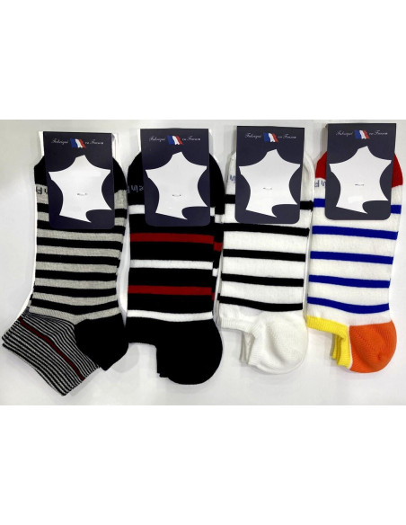 Assortiment-de-4-paires-Socquette-fil-d-ecosse-Perrin-Homme-rayures-mariner-a-plat