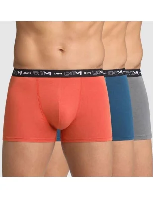 LOT-de-3-boxers-dim-coton-stretch-gris-bleu-orange