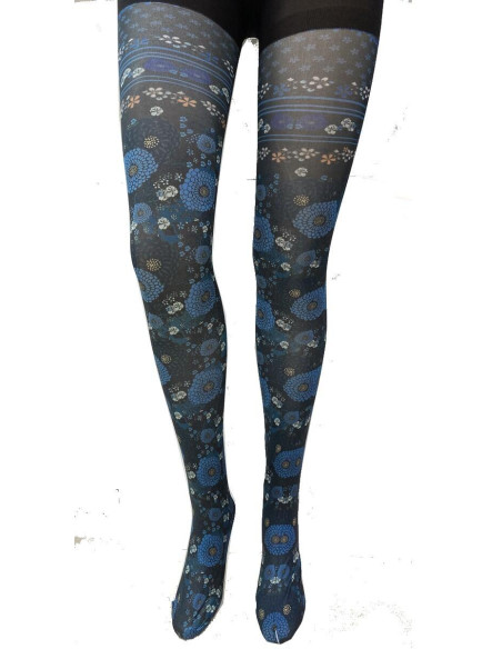 Collant-opaque-imprimé-fleurs-de-lotus-verts