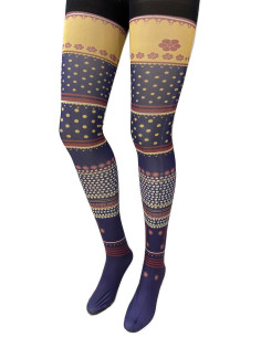 Collant-opaque-imprimé-violet-pois-fleuri