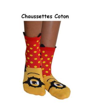 Chaussettes Minions Cyclopes rouge à pois