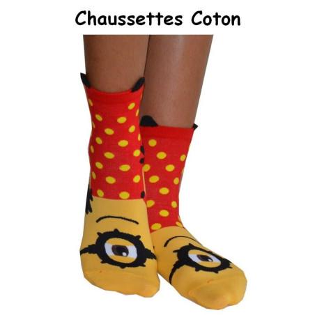 Chaussettes Minions Cyclopes rouge à pois