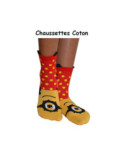 Chaussettes Minions Cyclopes orange à pois