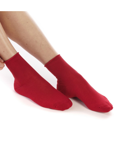Chaussettes-roulé-fil-de-joie-coton-BIOSO01_rouge