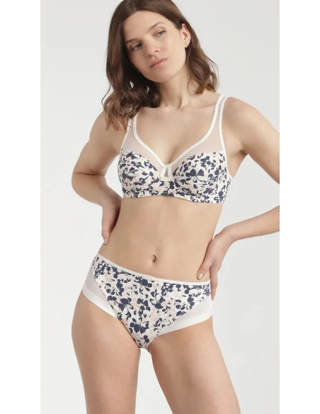 Slip-Dim-generous-avant-IMPRIME-fleuri-gris-rose-ensemble