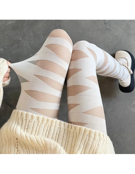 collant-effet-bandes-trompe-l-oeil-blanc-sexy