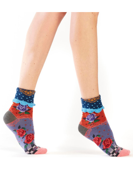 Chaussette-Revers-Dub-et-Drino-DRIN639-rouge-patchwork-fleurs