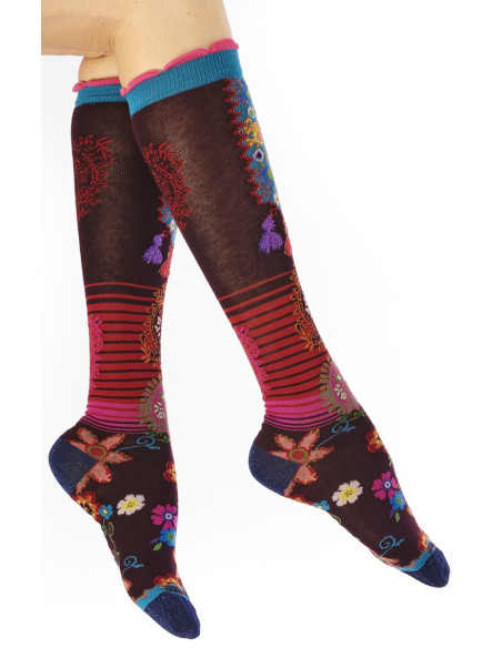 Mi bas Dub et Drino Bouquet de Fleurs Perse en coton