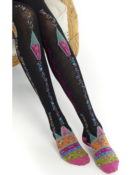 collant-fil-de-joie-indonésia-fleurs-grimpante-noir-FILO512-détail-motif