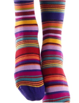 chaussettes-coton-rayures-multi-Ziane-violet-rose-parme-fil-de-joie-FILRA01-détail