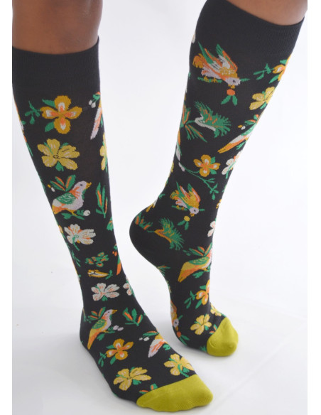 Mi-bas-Coton-Les-petits-Caprices-Oiseaux-des-fleurs