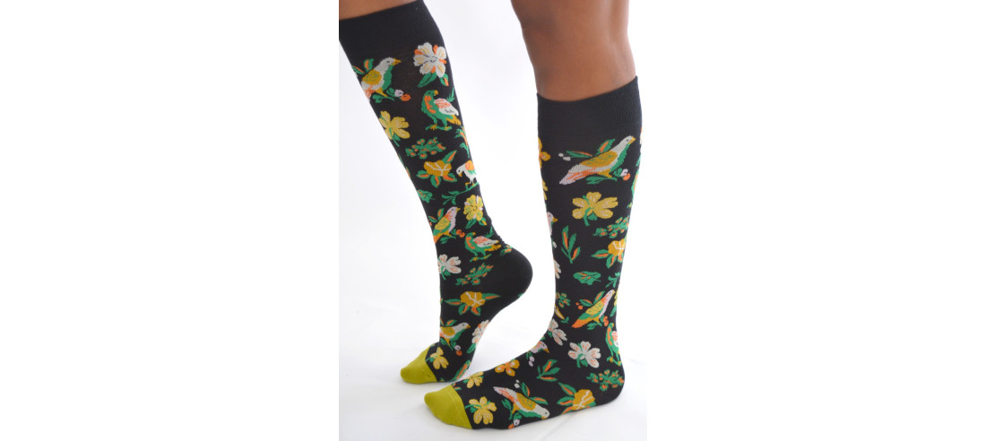 Mi-bas-Coton-Les-petits-Caprices-Oiseaux-des-fleurs-profil