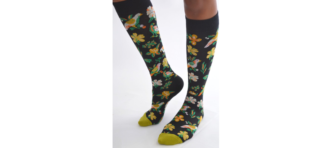 Mi-bas-Coton-Les-petits-Caprices-Oiseaux-des-fleurs-3-quarts