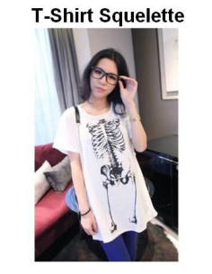 T-Shirt Halloween Squelette Blanc