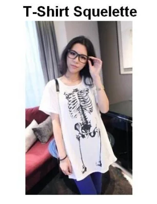 T-Shirt Halloween Squelette Blanc