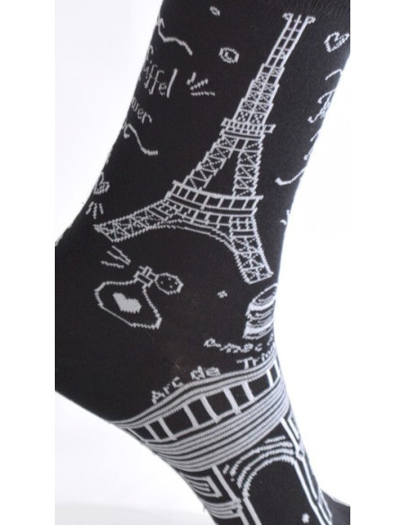Chaussettes-les-petits-caprices-asymétriques-love-paris-tour-eiffel-arc-triumph-champs-elysée-motif