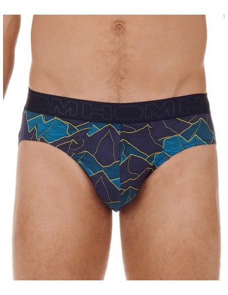 Slip Hom Imprimé Lino Feuillage Abstrait Bleu