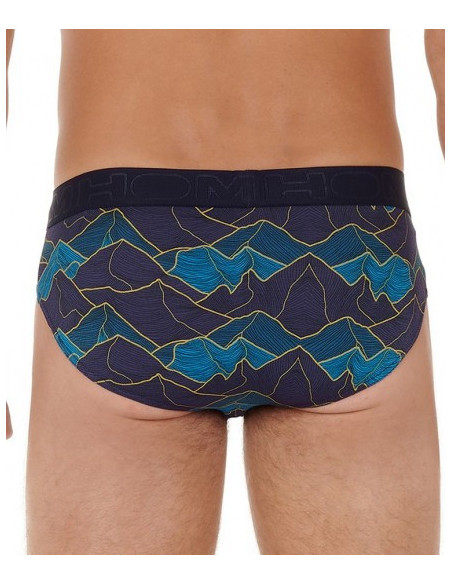 Slip Hom Imprimé Lino Feuillage Abstrait Bleu