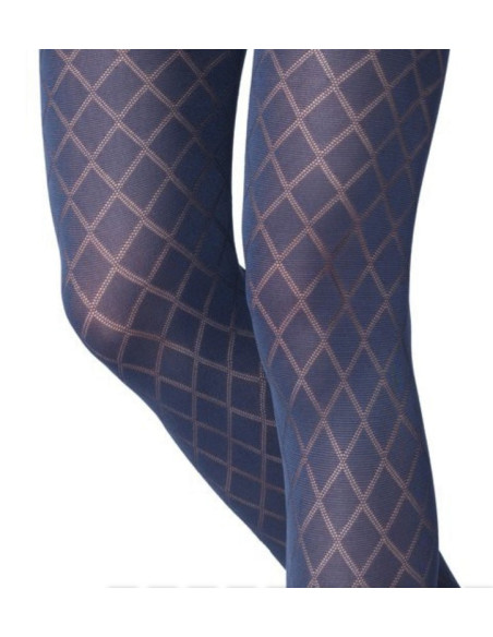 collant-hiver-emilio-cavallini-effet-losange-opaque-bleu-classique-détail