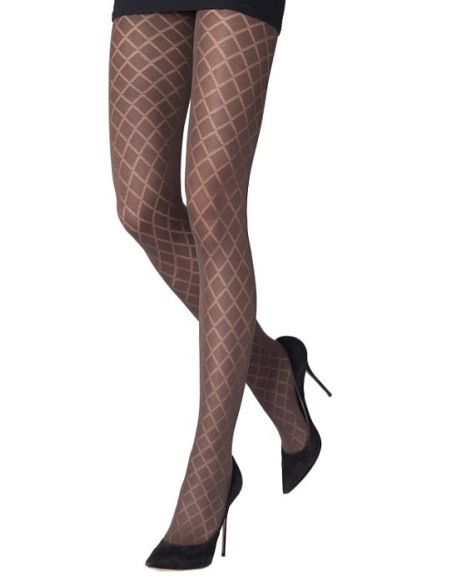 collant-hiver-emilio-cavallini-effet-losange-opaque-marron