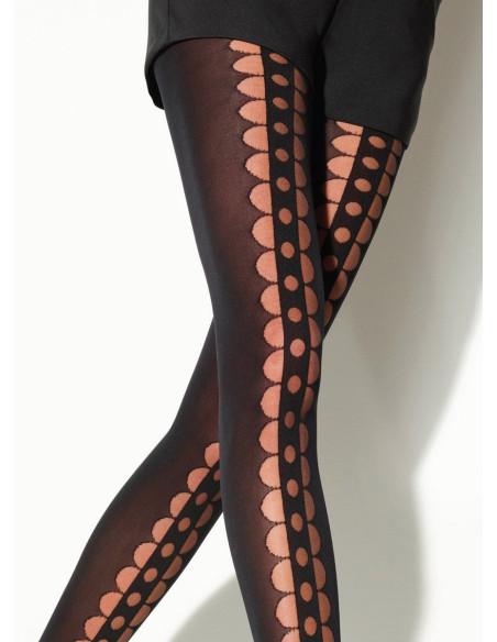 Collant-Girardi-opaque-trompe-l-oeil-douceur-de-vivre-noir-détail