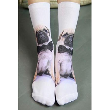 Chaussettes imprimées Pug de concours