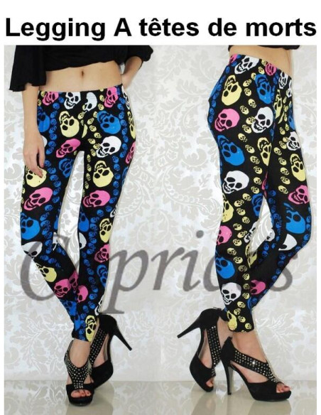 Legging à têtes de morts rigolotes multi