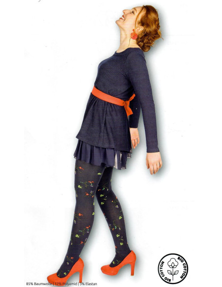 Collant-hiver-Cronert-coton-bio-indigo-petite-fleurs-72457
