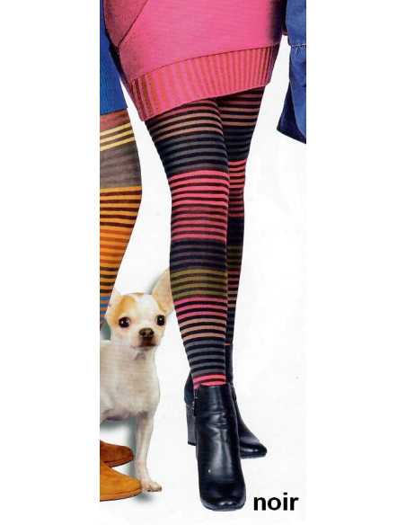 Collant-hiver-Cronert-coton-bio-multi-rayures-72802-couleur-tendance-NOIR